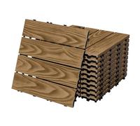 ECD Germany Baldosas de Patio WPC de 30x30 cm 33 Piezas para 3m² Aparencia de Madera Marrón Teca con Sistema de Drenaje e Instalación Mediante Clic, Losa Aspecto Tabla de Leña para Terraza y Balcón
