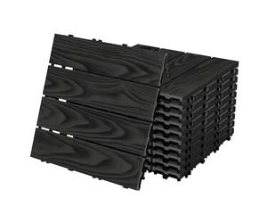 ECD Germany Baldosas de Patio WPC de 30x30 cm 55 Piezas para 5m² Aparencia de Madera Antracita con Sistema de Drenaje e Instalación Mediante Clic, Losa Aspecto Tabla de Leña para Terraza y Balcón