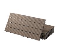 ECD Germany Baldosas de Patio WPC de 60x30 cm 12 Piezas por 2m² con Aparencia de Madera Marrón Oscuro con Sistema de Drenaje y Instalación Mediante Clic Azulejos Aspecto Elegante para Terraza Balcón