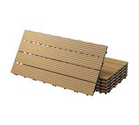 ECD Germany Baldosas de Patio WPC de 60x30 cm 18 Piezas por 3m² con Aparencia de Madera Teca con Sistema de Drenaje y Instalación Mediante Clic Azulejos Aspecto Elegante para Terraza Balcón