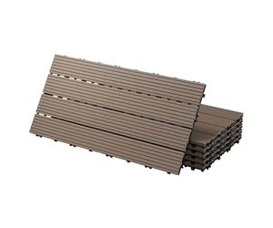 ECD Germany Baldosas de Patio WPC de 60x30 cm 6 Piezas por 1m² con Aparencia de Madera Marrón Oscuro con Sistema de Drenaje y Instalación Mediante Clic Azulejos Aspecto Elegante para Terraza Balcón
