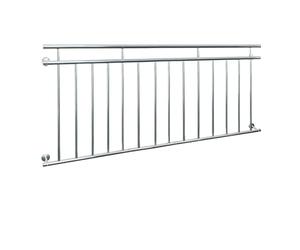 ECD Germany Barandilla de Balcón Estilo Francés 184x90 cm con 14 Barras Transversales de Acero Inoxidable Plateado Brillante Diseño Moderno y Resistente, Baranda de Terraza para Puerta o Ventana