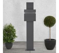 ECD Germany Buzón Autoportante de Acero Inoxidable Antracita Exterior con Soporte Poste 170cm Casillero Moderno con Compartimento para Periódicos y Cerradura con 2 Llaves Incluidas