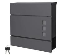 ECD Germany Buzón Correos de Pared 37 x 10 x 36,5 cm Acero Diseño Moderno Antracita con Compartimiento Integrado Correspondencia Periódico Cerradura Cilindríca 2 Juegos de Llaves y Material Montaje