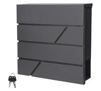 ECD Germany Buzón Correos de Pared 37 x 11 x 37 cm Acero Diseño Moderno para el Portal Antracita con Compartimiento Integrado de Periódico Cerradura con 2 Juegos de Llaves y Material de Montaje