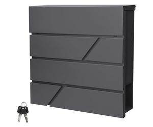 ECD Germany Buzón Correos de Pared 37 x 11 x 37 cm Acero Diseño Moderno para el Portal Antracita con Compartimiento Integrado de Periódico Cerradura con 2 Juegos de Llaves y Material de Montaje
