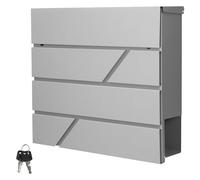 ECD Germany Buzón Correos de Pared 37 x 11 x 37 cm Acero Diseño Moderno para el Portal Gris Claro con Compartimiento Integrado de Periódico Cerradura con 2 Juegos de Llaves y Material de Montaje
