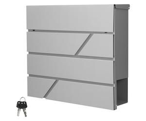 ECD Germany Buzón Correos de Pared 37 x 11 x 37 cm Acero Diseño Moderno para el Portal Gris Claro con Compartimiento Integrado de Periódico Cerradura con 2 Juegos de Llaves y Material de Montaje