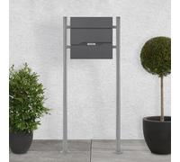 ECD Germany Buzón Correos de Pie 37 x 11 x 36,5cm Acero Diseño Moderno Antracita y Soporte Pedestal Plateado 120cm Altura Portal Compartimiento Integrado Periódicos Cerradura con 2 Juegos de Llaves