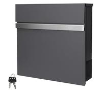 ECD Germany Buzón Correos Exterior Diseño Moderno de Pared con Compartimento para Periódicos 37x11x36,5 cm de Acero con Recubrimiento de Polvo Gris Antracita Incl. 2 Llaves con Material de Montaje