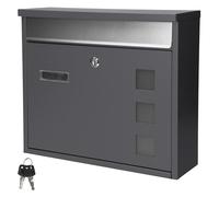ECD Germany Buzón de Acero Inoxidable Exterior 36x31,5x11,5 cm Antracita Moderno de Pared con Gran Apertura para el Correo con Placa de Identificación Ventanilla y Cerradura con 2 Llaves