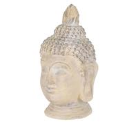 ECD Germany Cabeza de Buda Figura de Piedra Artificial Poliresina 55cm Color Beige/Gris Escultura Estilo Asiatico Figurilla Decorativa Feng Shui Estatua de Adorno para el Hogar y Jardín