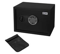 ECD Germany Caja Fuerte de Seguridad Eléctronica 16L 35x25x25 cm Pequeña con Bolsa Ignífuga, Teclado Númerico Digital, Luz de Sensor y Código PIN Metal Negro Depósito Seguro de Pertenencias