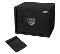 ECD Germany Caja Fuerte Mediana de Seguridad 27L 38x30x29,5 cm Eléctronica con Teclado Númerico Digital y Luz de Sensor Empotrable de Metal Negro con Código PIN para Depósito Seguro de Pertenencias