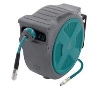 ECD Germany Carrete de Manguera de Aire Comprimido 20m + 2m Enrollador de Recogida Automática Conexión de 1/4" máx. 15 bar, Giratorio 180°, Ø12mm Portamangueras de Jardín con Kit de Montaje en Pared