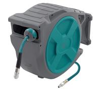 ECD Germany Carrete de Manguera de Aire Comprimido 30m + 2m Enrollador de Recogida Automática Conexión de 1/4" máx. 15 bar, Giratorio 180°, Ø12mm Portamangueras de Jardín con Kit de Montaje en Pared