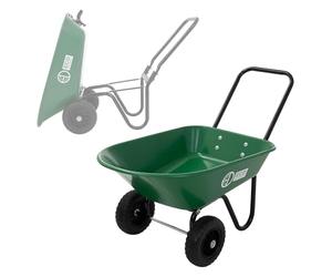 ECD Germany Carretilla de Jardín con Función Basculante de 78 L Carro de Mano para Obras con 2 Ruedas de PU y Cubeta de PP Herrameinta de Empuje Estructura de Acero con Capacidad de Carga de 100 kg