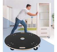 ECD Germany Carrito de Transporte Redondo para Muebles Ø87x14,5 cm con 4X Ruedas Giratorias de Caucho Carretilla con Frenos Platforma Mundanzas y Translado de Maquinaria/Electrodomésticos hasta 800kg