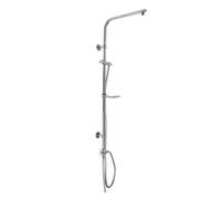 ECD Germany Columna para Ducha de Lluvia, Cromada Ovalada, Barra sin Cabezal Sistema de Recambio o Complemento con Altura Regulable para Montaje en Pared, Inlcuye 2x Flexo, Soporte y Jabonera