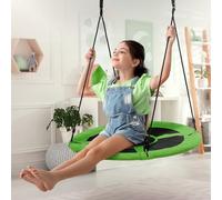 ECD Germany Columpio Redondo Infantil Ø100 cm Verde Balancín Nido para Niños y Adultos hasta 150 Kg Regulable en Altura para Interior o Exterior Mecedora de Jardín Asiento Colgante Apto para 2 Niños