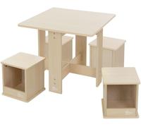 ECD Germany Conjunto de mesa y 4 taburetes infantiles de madera