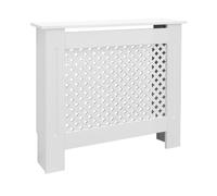 ECD Germany Cubierta de radiador, 78 x 19 x 82 cm, MDF blanco lacado, revestimiento protector moderno de calefacción, patrón de panal, con estante superior de madera, para sala de estar y dormitorio