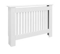 ECD Germany Cubierta del Radiador 112x19x82 cm MDF Blanco Lacado Revestimiento Protector Moderno de Calefacción Estilo Rústico Superficie de Estantería Útil de Madera para Sala de Estar Dormitorio