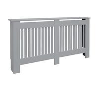 ECD Germany Cubierta del Radiador 152x19x82cm MDF Gris Lacado Revestimiento Protector Vintage de Calefacción Estilo Rústico Superficie de Estantería Útil de Madera para Sala de Estar Dormitorio