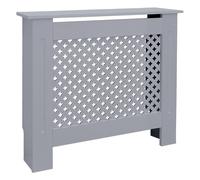 ECD Germany Cubierta del Radiador 78x19x82 cm MDF Gris Lacado Revestimiento Protector Moderno de Calefacción Patrón de Panal Superficie de Estantería Útil de Madera para Sala de Estar Dormitorio
