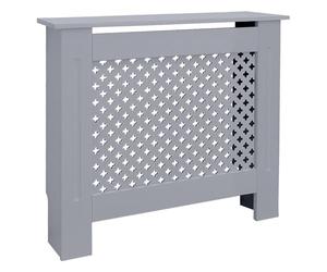 ECD Germany Cubierta del Radiador 78x19x82 cm MDF Gris Lacado Revestimiento Protector Moderno de Calefacción Patrón de Panal Superficie de Estantería Útil de Madera para Sala de Estar Dormitorio