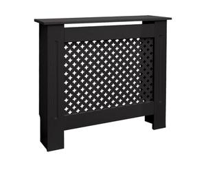 ECD Germany Cubierta del Radiador 78x19x82 cm MDF Negro Lacado Revestimiento Protector Moderno de Calefacción Patrón de Panal Superficie de Estantería Útil de Madera para Sala de Estar Dormitorio