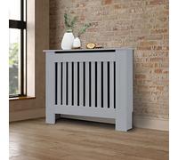 ECD Germany Cubierta del Radiador 78x19x82cm MDF Gris Lacado Revestimiento Protector Vintage de Calefacción Estilo Rústico Superficie de Estantería Útil de Madera para Sala de Estar Dormitorio