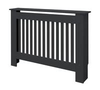 ECD Germany Cubierta para Radiador Diseño de Láminas 112x19x82 cm Antracita Cubreradiadores con Tablones de MDF Lacado Cubre Calefacción Tapa para Estufa de Pared Estante Mueble Rústico Acabado Mate