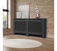 ECD Germany Cubierta para Radiador Diseño de Láminas 152x19x82 cm Antracita Cubreradiadores con Tablones de MDF Lacado Cubre Calefacción Tapa para Estufa de Pared Estante Mueble Rústico Acabado Mate