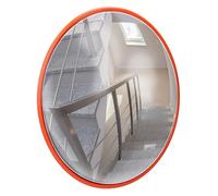 ECD Germany Espejo de Tráfico Ø 30 cm con Soporte Giratorio Rojo Irrompible Retrovisor de Seguridad Resistente a la Intemperie Reflejo de Vigilancia Panorámico Espejo Convexo Facilita Entrada y Salida