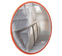 ECD Germany Espejo de Tráfico Ø 45 cm con Soporte Giratorio Rojo Irrompible Retrovisor de Seguridad Resistente a la Intemperie Reflejo de Vigilancia Panorámico Espejo Convexo Facilita Entrada y Salida