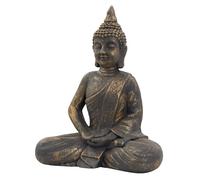 ECD Germany Estatua de Buda Sentado Figura de Piedra Artificial Poliresina 50cm Color Bronce Escultura Estilo Asiatico Figurilla Decorativa Feng Shui de Adorno para el Hogar y Jardín