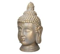 ECD Germany Estatua de la Cabeza de Buda Escultura con Aspecto de Bronce 53cm Figura Decotariva Zen para Yoga Feng Shui o Sala de Meditación Busto Ornamento Artesanal de Hogar Jardín Patio