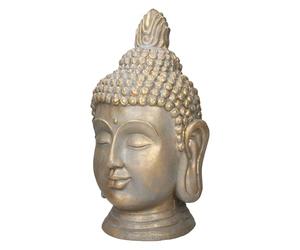ECD Germany Estatua de la Cabeza de Buda Escultura con Aspecto de Bronce 53cm Figura Decotariva Zen para Yoga Feng Shui o Sala de Meditación Busto Ornamento Artesanal de Hogar Jardín Patio