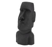 ECD Germany Estatua de la Cabeza de Moai Rapa NUI Tiki 56cm Altura de Resina Sintética Poliresina Antracita Figura de la Isla de Pascua Resistente a la Intemperie Decorativa para el Hogar y Jardín