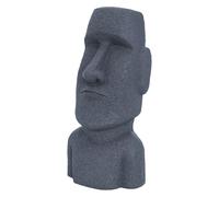 ECD Germany Estatua de la Cabeza de Moai Rapa NUI Tiki 56cm Altura Gris de Resina Sintética Poliresina Antracita Figura Isla de Pascua Resistente a la Intemperie Decorativa para el Hogar y Jardín
