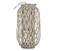 ECD Germany Farola Portavelas 50 x Ø 28 cm Estilo Ratán con Aspecto de Mimbre de Caña Natural Tejido Trenzado Robusto Gris/marrón Luz de Vela Decorativa para Mesa en Terraza Salón Jardín