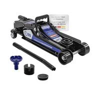 ECD Germany Gato Hirdráulico de Coche 2,5T, Altura de Elevación 80-360 mm, 2X Almohadilla de Goma + 1x Adaptador SUV, Levantador Negro con Rodillo 360° Ergónomico, Fácil de Usar