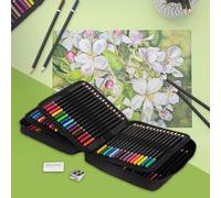 ECD Germany Juego de 120 Lápices para Niños y Adultos Minas de Colores con Núcleo Blando Etiquetado de Forma Individual Set de Dibujo y Pintura Profesional en Estuche portátil con Cremallera