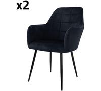 ECD Germany Juego de 2 sillas de comedor, negras, con respaldo y apoyabrazos