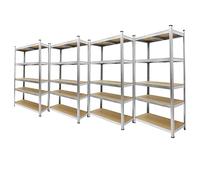 ECD Germany Juego De 4 Estanterías Para Cargas Pesadas 180x90x40 cm De Metal Galvanizado Con 5 Estantes De Madera Tableros MDF Cargable Hasta 750kg Montaje Sin Tornillos Banco De Trabajo Taller
