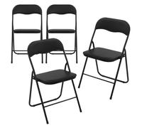 ECD Germany Juego de 4 Sillas Plegables con Aspecto de Ratán Negro, Asiento con Estructura de Metal Carga hasta 120kg, Resistentes a la Intemperie y Rayos UV, Mueble para Camping, Terraza o Patio