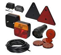 ECD Germany Juego de Luces para remolques 12 Piezas - Enchufe de 13 Pines con Cable de 5 m - Incluye focos de iluminación y Caja de Conexiones - Marca homologación E - Faros posteriores Placa Trasera