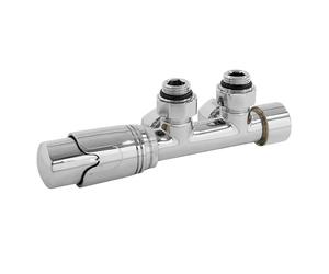 ECD Germany Kit de Conexión Central Termostato para Radiadores Color Cromo 50mm Juego de Conexión para Espaciado de Tubería Múltibloque de Dos Tuberías Utilizable Esquina y Tubos de Pared