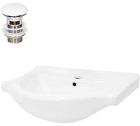 ECD Germany Lavabo blanco de cerámica con juego de desagüe con reborsadero